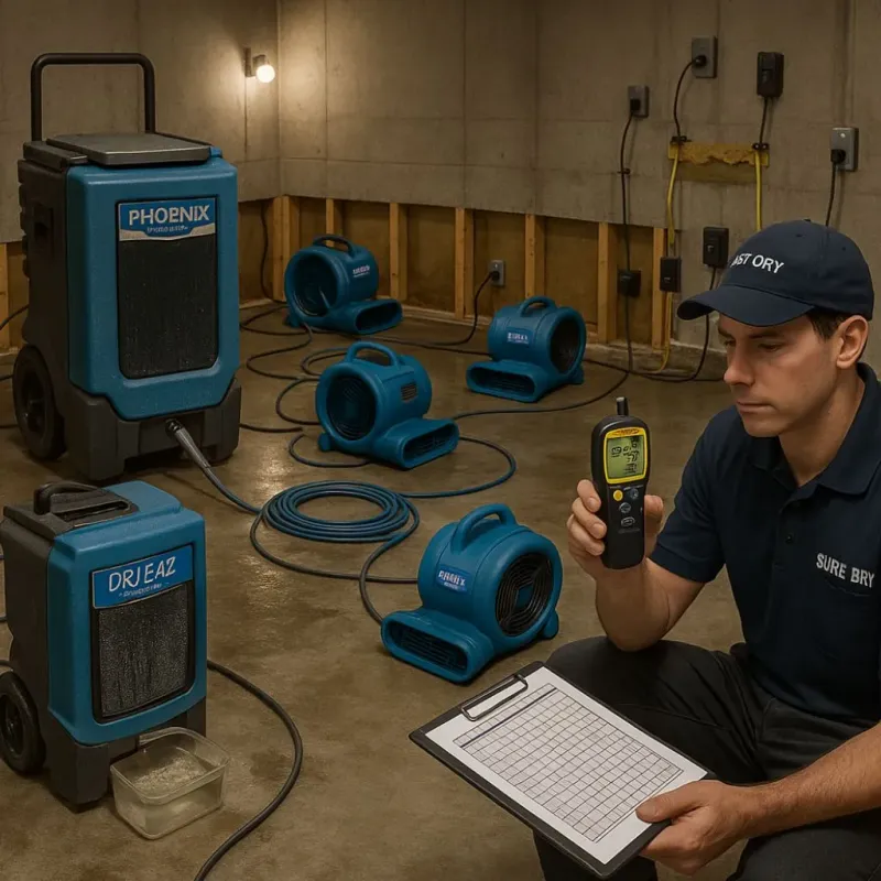 Structural Drying and Dehumidification process in Bertram, TX